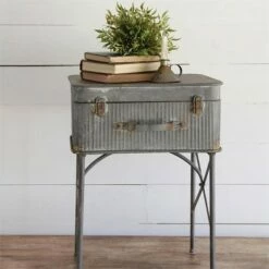 Foreside Home & Garden Distressed Metal Suitcase Side/End Table - Foreside Home and Garden 7 Foreside Home & Garden Distressed Metal Suitcase Side/End Table - Foreside Home and Garden -Side Tables Sales unnamed file 4412
