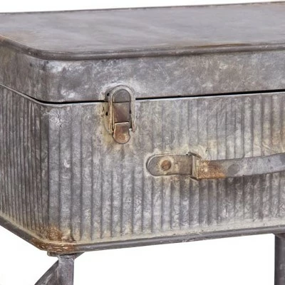 Foreside Home & Garden Distressed Metal Suitcase Side/End Table - Foreside Home and Garden 5 Foreside Home & Garden Distressed Metal Suitcase Side/End Table - Foreside Home and Garden - Image 3