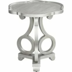 Crestview Collection Traditional Wood Round Accent Side End Table 26" Wide Silver Scalloped Tabletop for Living Room Home House -Side Tables Sales unnamed file 4417