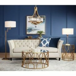 55 Downing Street Luxury Gold Leaf Metal Round Accent Side End Table 20" Wide Mirrored Tabletop Living Room Bedroom Entryway House -Side Tables Sales unnamed file 4427