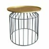Round Tray Top Metal Accent Side End Table with Tubular Wire Frame Gold/Black - Benzara -Side Tables Sales unnamed file 4429