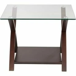 Elm Lane Modern Espresso Wood Accent Side End Table 23 3/4" Wide with Shelf Brown Clear Glass Tabletop for Living Room Bedroom House -Side Tables Sales unnamed file 4437