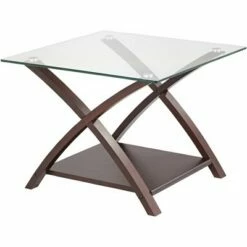Elm Lane Modern Espresso Wood Accent Side End Table 23 3/4" Wide with Shelf Brown Clear Glass Tabletop for Living Room Bedroom House -Side Tables Sales unnamed file 4438