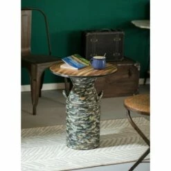 Vintiquewise Antique Rustic Round Milk Can Side Table Farmhouse Milk Jug End Table -Side Tables Sales unnamed file 4441
