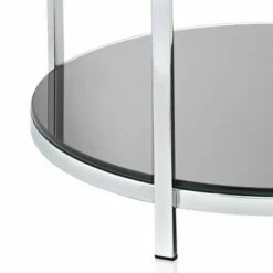 Studio 55D Modern Chrome Stainless Steel Round Accent Side End Table 21" Wide Silver Clear Glass Black Living Room Bedroom Bedside -Side Tables Sales unnamed file 4447