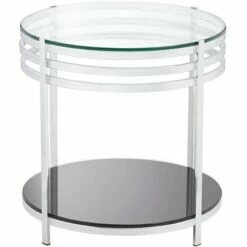 Studio 55D Modern Chrome Stainless Steel Round Accent Side End Table 21" Wide Silver Clear Glass Black Living Room Bedroom Bedside -Side Tables Sales unnamed file 4448