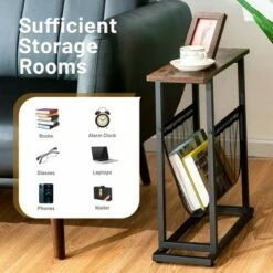 Costway 2PCS Industrial End Side Table Nightstand with Mesh Holder Rustic Brown 17 Costway 2PCS Industrial End Side Table Nightstand with Mesh Holder Rustic Brown -Side Tables Sales unnamed file 4456