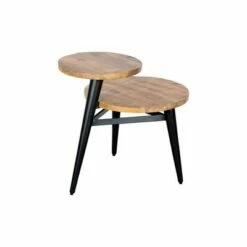 Wooden Sofa End Side Accent Table with Splayed Metal Legs Brown - Benzara -Side Tables Sales unnamed file 4465