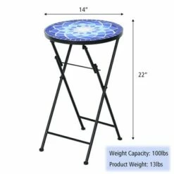 Costway Folding Mosaic Side Table Accent Table Bistro End Table -Side Tables Sales unnamed file 4498