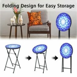 Costway Folding Mosaic Side Table Accent Table Bistro End Table -Side Tables Sales unnamed file 4501