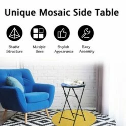 Costway Folding Mosaic Side Table Accent Table Bistro End Table -Side Tables Sales unnamed file 4502