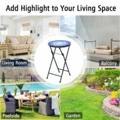 Costway Folding Mosaic Side Table Accent Table Bistro End Table -Side Tables Sales unnamed file 4503