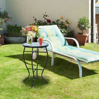 Costway Mosaic Side Table Accent Table Round Balcony Bistro End Table OrangeBlueNavy 9 Costway Mosaic Side Table Accent Table Round Balcony Bistro End Table OrangeBlueNavy - Image 7