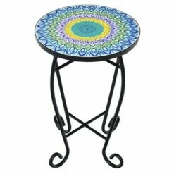 Costway Mosaic Side Table Accent Table Round Balcony Bistro End Table OrangeBlueNavy 23 Costway Mosaic Side Table Accent Table Round Balcony Bistro End Table OrangeBlueNavy -Side Tables Sales unnamed file 4523