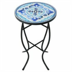 Costway Mosaic Side Table Accent Table Round Balcony Bistro End Table OrangeBlueNavy 24 Costway Mosaic Side Table Accent Table Round Balcony Bistro End Table OrangeBlueNavy -Side Tables Sales unnamed file 4524