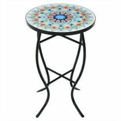 Costway Mosaic Side Table Accent Table Round Balcony Bistro End Table OrangeBlueNavy 25 Costway Mosaic Side Table Accent Table Round Balcony Bistro End Table OrangeBlueNavy -Side Tables Sales unnamed file 4525