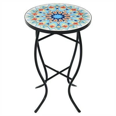 Costway Mosaic Side Table Accent Table Round Balcony Bistro End Table OrangeBlueNavy 14 Costway Mosaic Side Table Accent Table Round Balcony Bistro End Table OrangeBlueNavy - Image 12