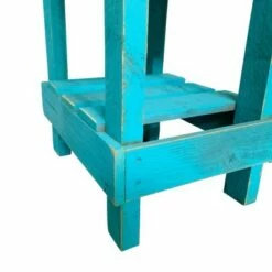 del Hutson Designs 100 Percent Reclaimed Solid Wood Rustic Contemporary Country Farmhouse Slim Side End Table for Living Room or Bedroom, Turquoise -Side Tables Sales unnamed file 4539
