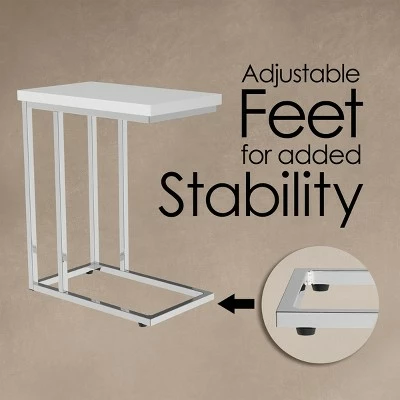 Sofa Side Table - C Shaped End Table - Modern Contemporary Style Laptop Tray or Compact Nightstand - Space Saving Furniture by Hastings Home (White) 5 Sofa Side Table - C Shaped End Table - Modern Contemporary Style Laptop Tray or Compact Nightstand - Space Saving Furniture by Hastings Home (White) - Image 3
