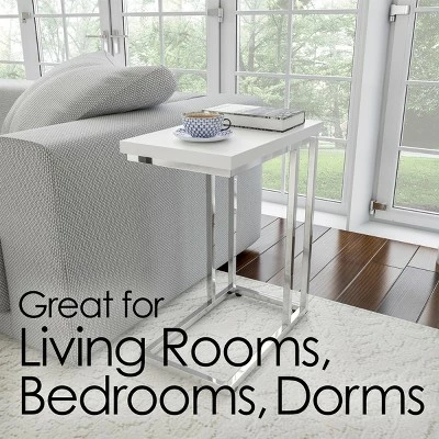 Sofa Side Table - C Shaped End Table - Modern Contemporary Style Laptop Tray or Compact Nightstand - Space Saving Furniture by Hastings Home (White) 7 Sofa Side Table - C Shaped End Table - Modern Contemporary Style Laptop Tray or Compact Nightstand - Space Saving Furniture by Hastings Home (White) - Image 5