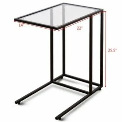 Costway Coffee Tray Side Sofa End Table Ottoman Couch Stand TV Lap Snack W/Glass Top New -Side Tables Sales unnamed file 4550