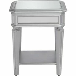 55 Downing Street Traditional Wood Square Accent Side End Table 20" Wide with Shelf Silver Mirrored Tabletop for Living Room House -Side Tables Sales unnamed file 4558