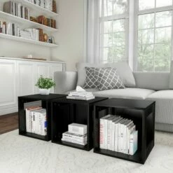 Hastings Home Stackable Modular Cube End Table With Open Sides - 15.75" x 15.75", Black -Side Tables Sales unnamed file 4573