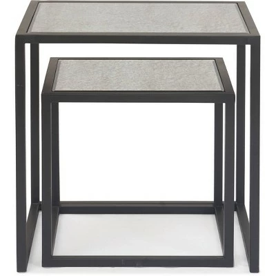 Set of 2 Gramercy Square Mirrored Accent Tables Black - Finch 6 Set of 2 Gramercy Square Mirrored Accent Tables Black - Finch - Image 4
