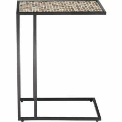Teal Island Designs Coastal Black Rectangular Accent Side End Table 19 3/4" x 12" White Brown Mosaic Tabletop for Living Room Home -Side Tables Sales unnamed file 4589