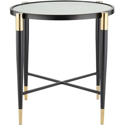 Studio 55D Modern Metal Round Accent Side End Table 25" Wide Matte Black Gold Marbleized Glass Tabletop for Living Room Bedroom 7 Studio 55D Modern Metal Round Accent Side End Table 25" Wide Matte Black Gold Marbleized Glass Tabletop for Living Room Bedroom - Image 5