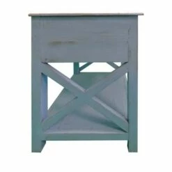 24" Wooden 1 Drawer End Table with Cross Sides and Open Bottom Shelf - The Urban Port Cream