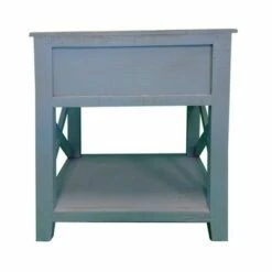 24" Wooden 1 Drawer End Table with Cross Sides and Open Bottom Shelf - The Urban Port Cream -Side Tables Sales unnamed file 4646