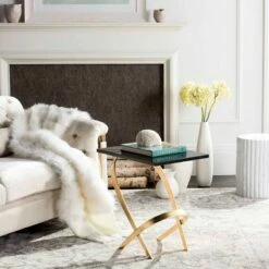 Dovie Side Table - Gold / Black - Safavieh