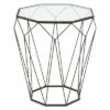 Metal and Glass Octagonal Side Table Dark Gray - Olivia & May