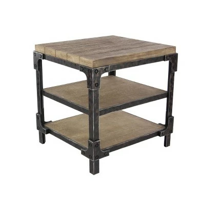 Olivia & May Industrial 3 Tier Side Table Brown - Olivia & May 4 Olivia & May Industrial 3 Tier Side Table Brown - Olivia & May - Image 2