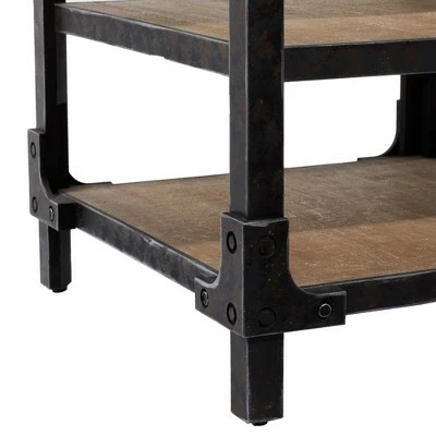 Olivia & May Industrial 3 Tier Side Table Brown - Olivia & May 9 Olivia & May Industrial 3 Tier Side Table Brown - Olivia & May - Image 7
