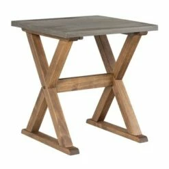 Xavier Farmhouse Trestle Leg Distressed Side Table - Saracina Home Gray/brown