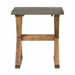 Xavier Farmhouse Trestle Leg Distressed Side Table - Saracina Home Gray/brown -Side Tables Sales unnamed file 4740
