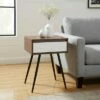 Mid-Century Modern Fluted Drawer Side Table - Saracina Home Solid White/dark Walnut -Side Tables Sales unnamed file 4742