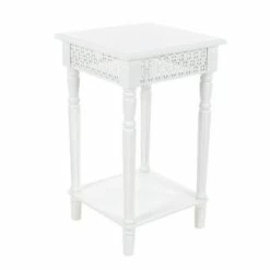 Olivia & May Wooden Square Side Table White - Olivia & May
