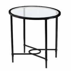 Dickinson Metal/Glass Oval Side Table Black - Aiden Lane -Side Tables Sales unnamed file 4849