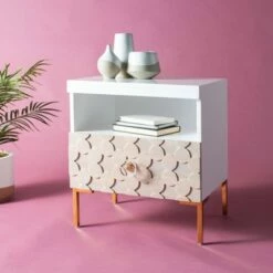 Sylvie 1 Drawer Side Table White/Gold - Safavieh