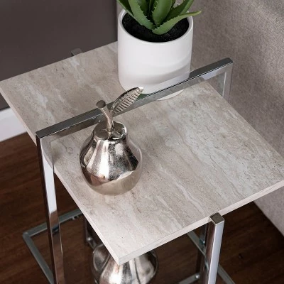 Svamvil Faux Marble Side Table Silver/White - Aiden Lane 3 Svamvil Faux Marble Side Table Silver/White - Aiden Lane