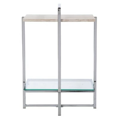 Svamvil Faux Marble Side Table Silver/White - Aiden Lane 4 Svamvil Faux Marble Side Table Silver/White - Aiden Lane - Image 2