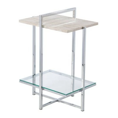 Svamvil Faux Marble Side Table Silver/White - Aiden Lane 5 Svamvil Faux Marble Side Table Silver/White - Aiden Lane - Image 3