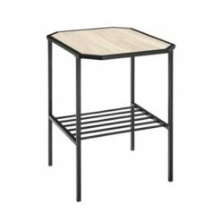Modern 2 Tier Chamfered Corner Side Table - Saracina Home Dark Walnut -Side Tables Sales unnamed file 4906