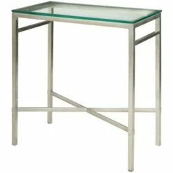 Viggo Antique Silver Glass Side Table Silver/Glass - Safavieh