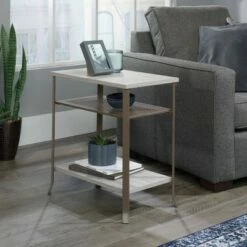 Center City Wood & Metal Accent Side Table Champagne Oak - Sauder