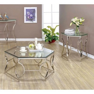 2pc Elise Occasional Table Set Chrome - HOMES: Inside + Out 3 2pc Elise Occasional Table Set Chrome - HOMES: Inside + Out