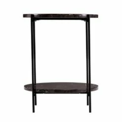Simchett Round Marble Side Table Gray/Black - Aiden Lane
